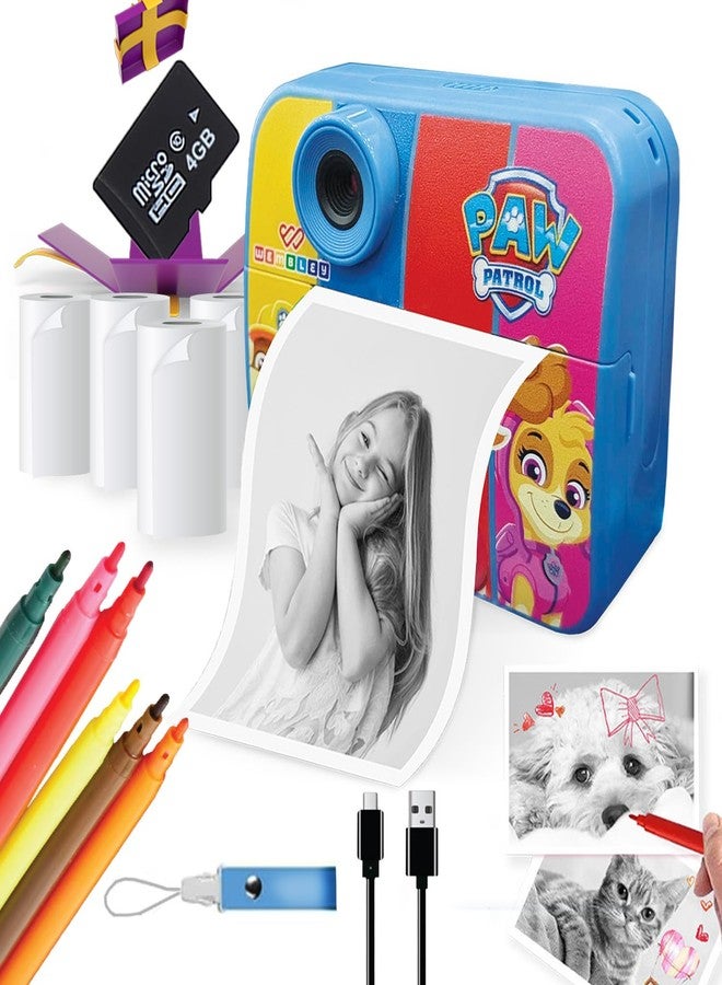 Wembley DIY Instant Print Digital Camera for Kids 3+| Includes Print Rolls, 4GB SD Card & Strap| Fun Birthday Gift for Boys & Girls (Paw Patrol Theme) - Image 1